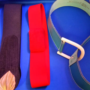 Vintage Belt bundle (3). Red, black and blue/green